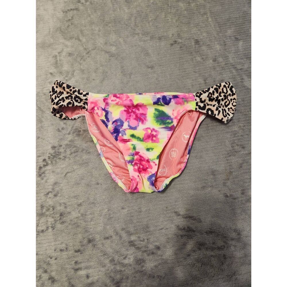 Victoria's Secret Pink Swim L Scoop Bikini Bottom Leopard Floral